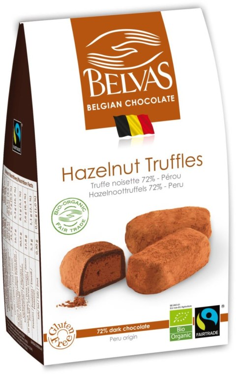 CZEKOLADKI BELGIJSKIE TRUFLE Z ORZECHAMI LASKOWYMI FAIR TRADE BEZGLUTENOWE BIO 100 g - BELVAS BELVAS (belgijskie czekoladki) CZEKOLADKI BELGIJSKIE TRUFLE Z ORZECHAMI LASKOWYMI FAIR TRADE BEZGLUTENOWE BIO 100 g - BELVAS BELVAS (belgijskie czekoladki)