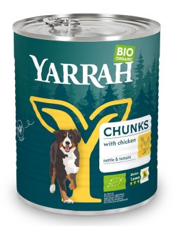 (DLA PSA) KAWAŁKI KURCZAKA Z POKRZYWĄ I POMIDOREM BIO 820 g - YARRAH YARRAH (karma dla kotów i psów)