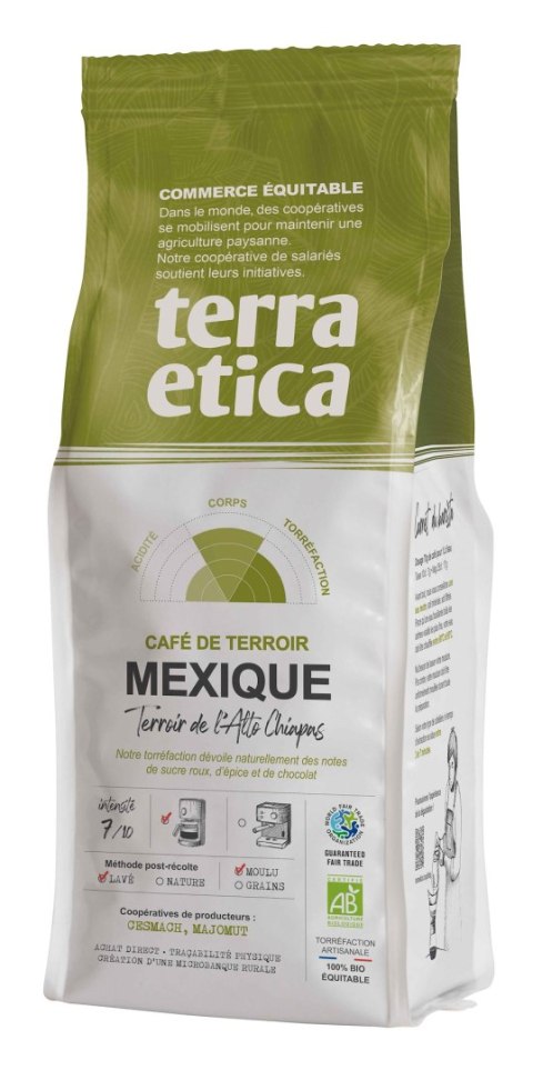 KAWA MIELONA ARABICA 100 % MEKSYK FAIR TRADE BIO 250 g - TERRA ETICA TERRA ETICA (kawy, czekolady do picia, kakao) KAWA MIELONA ARABICA 100 % MEKSYK FAIR TRADE BIO 250 g - TERRA ETICA TERRA ETICA (kawy, czekolady do picia, kakao)