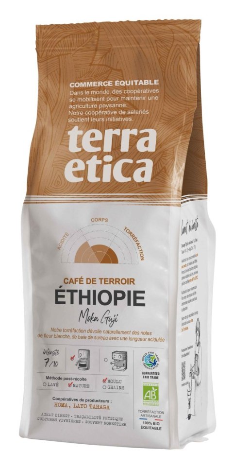 KAWA MIELONA ARABICA 100 % MOKA GUJI ETIOPIA FAIR TRADE BIO 250 g - TERRA ETICA TERRA ETICA (kawy, czekolady do picia, kakao) KAWA MIELONA ARABICA 100 % MOKA GUJI ETIOPIA FAIR TRADE BIO 250 g - TERRA ETICA TERRA ETICA (kawy, czekolady do picia, kakao)