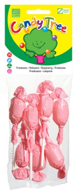 LIZAKI OKRĄGŁE O SMAKU MALINOWYM BEZGLUTENOWE BIO (7 x 10 g) 70 g - CANDY TREE CANDY TREE (lizaki, cukierki, żelki)