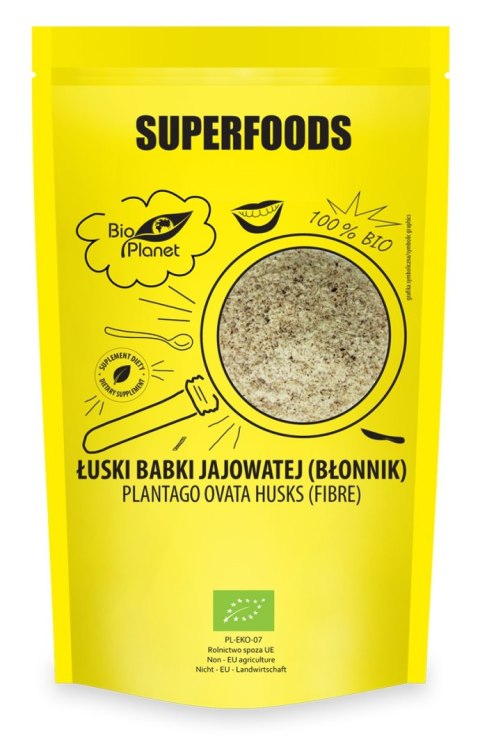 ŁUSKI BABKI JAJOWATEJ (BŁONNIK) BIO 100 g - BIO PLANET BIO PLANET - seria SUPERFOODS ŁUSKI BABKI JAJOWATEJ (BŁONNIK) BIO 100 g - BIO PLANET BIO PLANET - seria SUPERFOODS