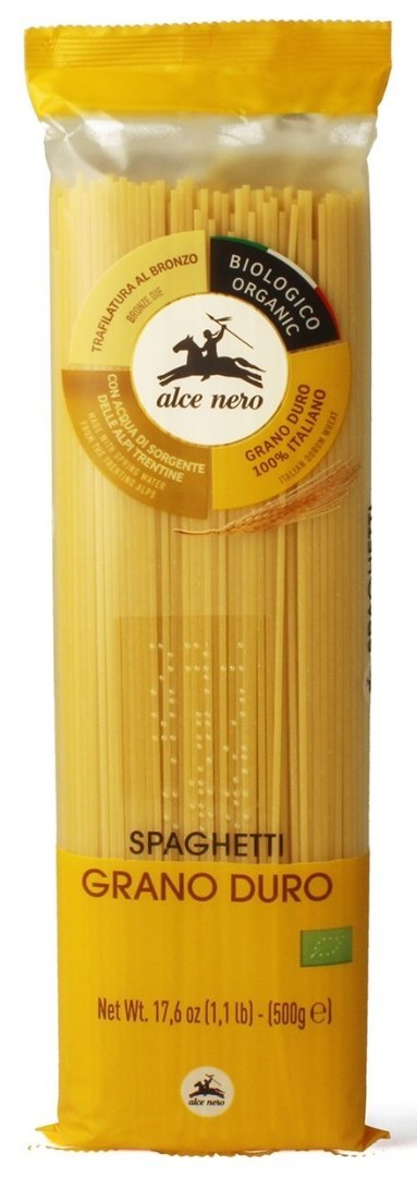 MAKARON (SEMOLINOWY) SPAGHETTI BIO 500 g - ALCE NERO ALCE NERO (włoskie produkty) MAKARON (SEMOLINOWY) SPAGHETTI BIO 500 g - ALCE NERO ALCE NERO (włoskie produkty)