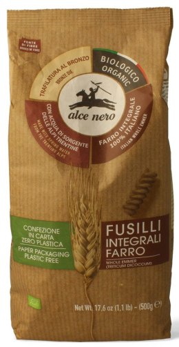 MAKARON (Z PŁASKURKI RAZOWY) FUSILLI BIO 500 g - ALCE NERO ALCE NERO (włoskie produkty)