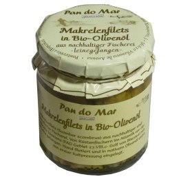 MAKRELA FILETY W BIO OLIWIE Z OLIWEK EXTRA VIRGIN 220 g (SŁOIK) - PAN DO MAR PAN DO MAR (rybołówstwo zrównoważone)