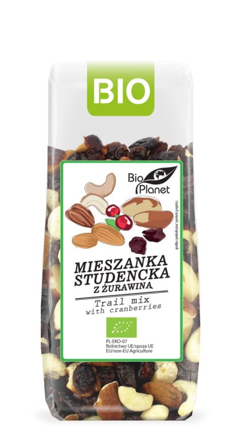 MIESZANKA STUDENCKA Z ŻURAWINĄ BIO 150 g - BIO PLANET BIO PLANET - seria PRZEKĄSKI MIESZANKA STUDENCKA Z ŻURAWINĄ BIO 150 g - BIO PLANET BIO PLANET - seria PRZEKĄSKI