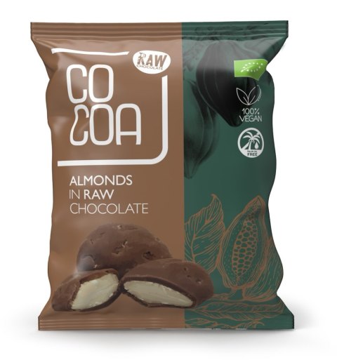 MIGDAŁY W SUROWEJ CZEKOLADZIE BIO 70 g - COCOA COCOA (czekolady i bakalie w surowej czekoladzie) MIGDAŁY W SUROWEJ CZEKOLADZIE BIO 70 g - COCOA COCOA (czekolady i bakalie w surowej czekoladzie)