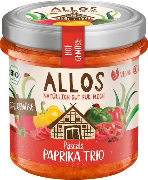 PASTA WARZYWNA Z TRZEMA RODZAJAMI PAPRYKI BEZGLUTENOWA BIO 135 g - ALLOS ALLOS (musy, musli, chałwa, syrop z agawy) PASTA WARZYWNA Z TRZEMA RODZAJAMI PAPRYKI BEZGLUTENOWA BIO 135 g - ALLOS ALLOS (musy, musli, chałwa, syrop z agawy)