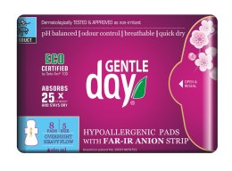 PODPASKI HIGIENICZNE Z PASKIEM ANIONOWYM NA NOC 8 szt. - GENTLE DAY GENTLE DAY (podpaski, tampony, wkładki)