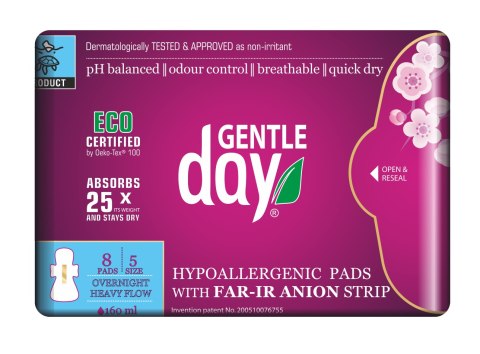 PODPASKI HIGIENICZNE Z PASKIEM ANIONOWYM NA NOC 8 szt. - GENTLE DAY GENTLE DAY (podpaski, tampony, wkładki) PODPASKI HIGIENICZNE Z PASKIEM ANIONOWYM NA NOC 8 szt. - GENTLE DAY GENTLE DAY (podpaski, tampony, wkładki)