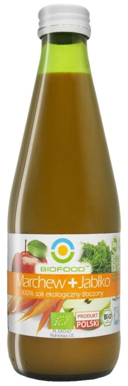 SOK JABŁKOWO - MARCHWIOWY NFC BEZGLUTENOWY BIO 300 ml - BIOFOOD BIOFOOD (soki, przetwory, octy, olej kokosowy)