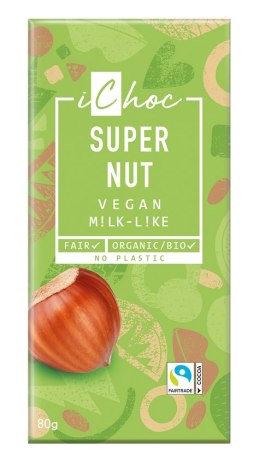 TABLICZKA KAKAOWA Z ORZECHAMI LASKOWYMI FAIR TRADE BIO 80 g - ICHOC (VIVANI) ICHOC (czekolady wegańskie)
