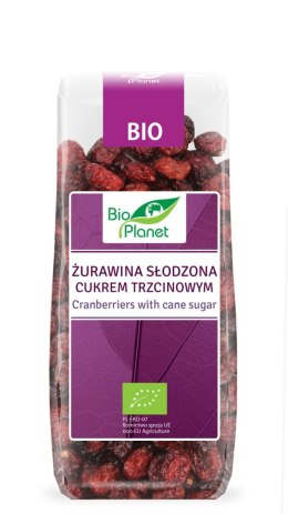 ŻURAWINA SŁODZONA CUKREM TRZCINOWYM BIO 100 g - BIO PLANET BIO PLANET - seria FIOLETOWA (owoce suszone)