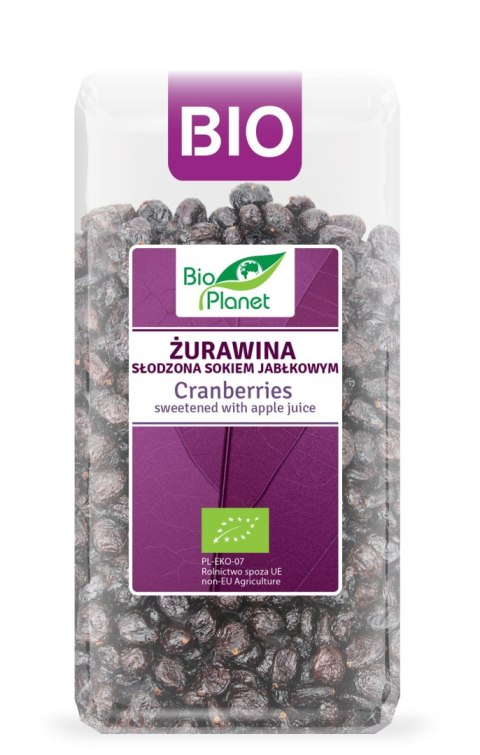 ŻURAWINA SŁODZONA SOKIEM JABŁKOWYM BIO 400 g - BIO PLANET BIO PLANET - seria FIOLETOWA (owoce suszone) ŻURAWINA SŁODZONA SOKIEM JABŁKOWYM BIO 400 g - BIO PLANET BIO PLANET - seria FIOLETOWA (owoce suszone)