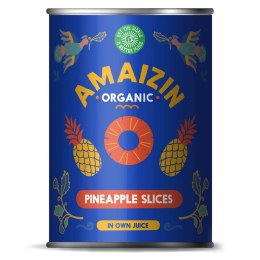 ANANAS PLASTRY W SOKU WŁASNYM BIO 400 g (225 g) - AMAIZIN AMAIZIN (napoje kokosowe, tortilla, chipsy, inne)