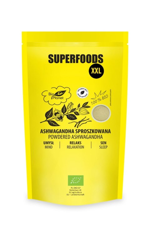 ASHWAGANDHA SPROSZKOWANA BIO 500 g - BIO PLANET BIO PLANET - seria SUPERFOODS ASHWAGANDHA SPROSZKOWANA BIO 500 g - BIO PLANET BIO PLANET - seria SUPERFOODS