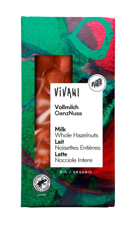CZEKOLADA MLECZNA Z CAŁYMI ORZECHAMI LASKOWYMI BIO 100 g - VIVANI VIVANI (czekolady, batony, kakao instant) CZEKOLADA MLECZNA Z CAŁYMI ORZECHAMI LASKOWYMI BIO 100 g - VIVANI VIVANI (czekolady, batony, kakao instant)