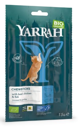 (DLA KOTA) PRZYSMAK - PAŁECZKI Z WOŁOWINĄ I RYBĄ BIO (3 x 5 g) 15 g - YARRAH YARRAH (karma dla kotów i psów)