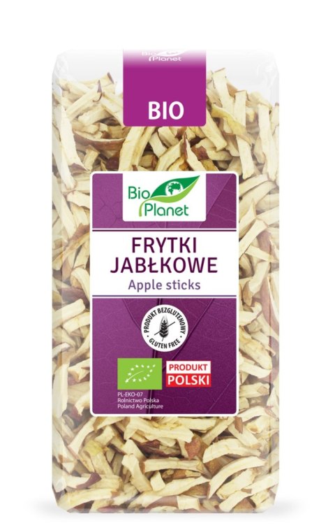 FRYTKI JABŁKOWE BEZGLUTENOWE BIO 100 g - BIO PLANET BIO PLANET - seria FIOLETOWA (owoce suszone) FRYTKI JABŁKOWE BEZGLUTENOWE BIO 100 g - BIO PLANET BIO PLANET - seria FIOLETOWA (owoce suszone)