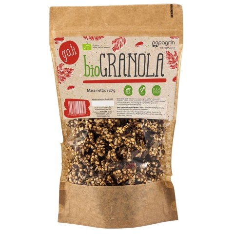 GRANOLA Z GOJI BEZ DODATKU CUKRÓW BEZGLUTENOWA BIO 320 g - PAPAGRIN PAPAGRIN (granole) GRANOLA Z GOJI BEZ DODATKU CUKRÓW BEZGLUTENOWA BIO 320 g - PAPAGRIN PAPAGRIN (granole)