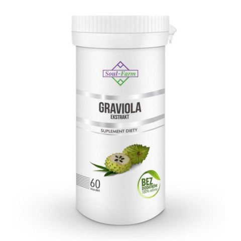 GRAVIOLA EKSTRAKT (550 mg) 60 KAPSUŁEK - SOUL FARM SOUL FARM (witaminy i ekstrakty) GRAVIOLA EKSTRAKT (550 mg) 60 KAPSUŁEK - SOUL FARM SOUL FARM (witaminy i ekstrakty)