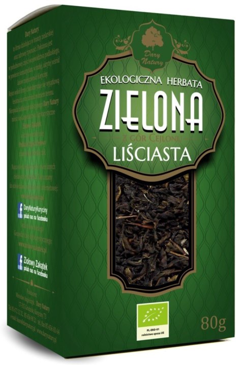HERBATA ZIELONA LIŚCIASTA BIO 80 g - DARY NATURY DARY NATURY - herbatki HERBATA ZIELONA LIŚCIASTA BIO 80 g - DARY NATURY DARY NATURY - herbatki