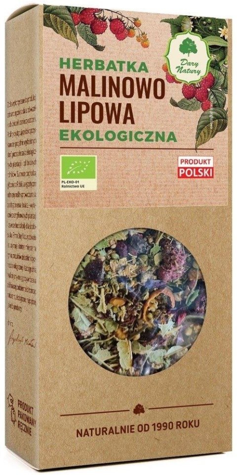 HERBATKA MALINOWO - LIPOWA BIO 80 g - DARY NATURY DARY NATURY - herbatki HERBATKA MALINOWO - LIPOWA BIO 80 g - DARY NATURY DARY NATURY - herbatki