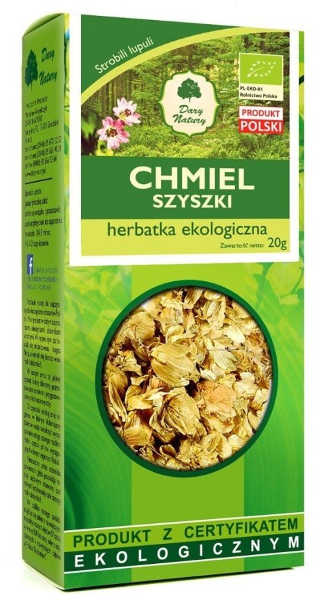 HERBATKA Z SZYSZEK CHMIELU BIO 20 g - DARY NATURY DARY NATURY - herbatki HERBATKA Z SZYSZEK CHMIELU BIO 20 g - DARY NATURY DARY NATURY - herbatki