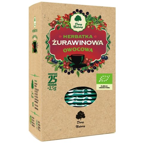 HERBATKA ŻURAWINOWO - OWOCOWA BIO (25 x 2,5 g) 62,5 g - DARY NATURY DARY NATURY - herbatki HERBATKA ŻURAWINOWO - OWOCOWA BIO (25 x 2,5 g) 62,5 g - DARY NATURY DARY NATURY - herbatki