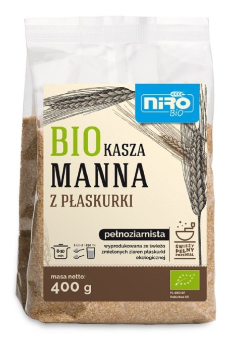 KASZA MANNA Z PŁASKURKI BIO 400 g - NIRO NIRO (makarony orkiszowe) KASZA MANNA Z PŁASKURKI BIO 400 g - NIRO NIRO (makarony orkiszowe)