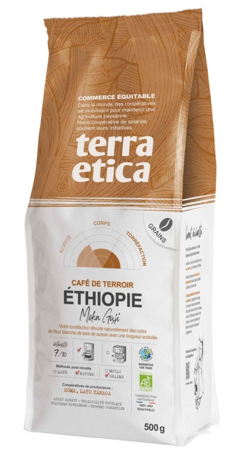 KAWA ZIARNISTA ARABICA 100 % MOKA GUJI ETIOPIA FAIR TRADE BIO 500 g - TERRA ETICA TERRA ETICA (kawy, czekolady do picia, kakao) KAWA ZIARNISTA ARABICA 100 % MOKA GUJI ETIOPIA FAIR TRADE BIO 500 g - TERRA ETICA TERRA ETICA (kawy, czekolady do picia, kakao)