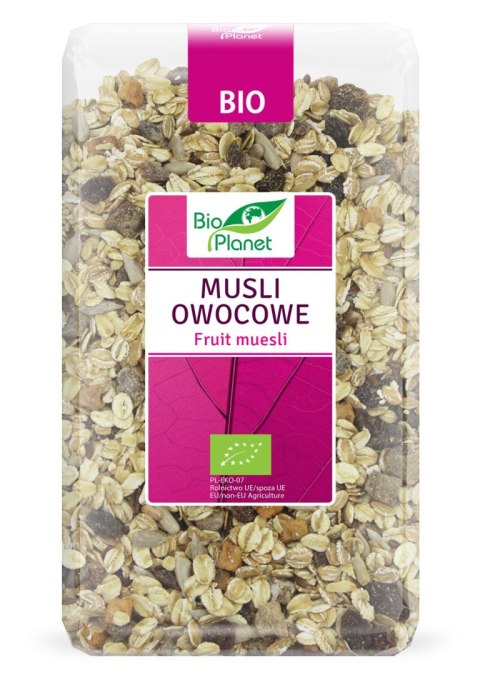 MUSLI OWOCOWE BIO 600 g - BIO PLANET BIO PLANET - seria RÓŻOWA (płatki, otręby, musli) MUSLI OWOCOWE BIO 600 g - BIO PLANET BIO PLANET - seria RÓŻOWA (płatki, otręby, musli)