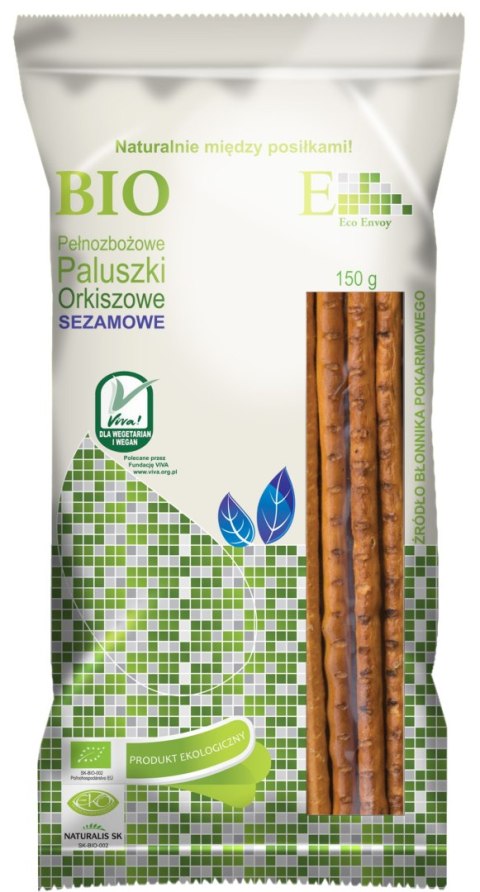 PALUSZKI ORKISZOWE PEŁNOZIARNISTE Z SEZAMEM BIO 150 g - ENVOY PALUSZKI BIO - ENVOY PALUSZKI ORKISZOWE PEŁNOZIARNISTE Z SEZAMEM BIO 150 g - ENVOY PALUSZKI BIO - ENVOY