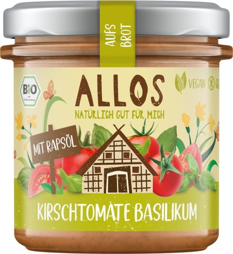 PASTA KREMOWA Z POMIDORAMI CHERRY I BAZYLIĄ BEZGLUTENOWA BIO 140 g - ALLOS ALLOS (musy, musli, chałwa, syrop z agawy) PASTA KREMOWA Z POMIDORAMI CHERRY I BAZYLIĄ BEZGLUTENOWA BIO 140 g - ALLOS ALLOS (musy, musli, chałwa, syrop z agawy)
