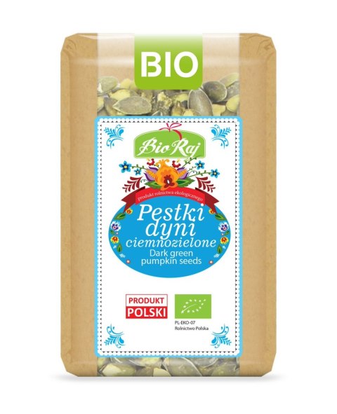 PESTKI DYNI CIEMNOZIELONE BIO (POLSKA) 300 g - BIO RAJ BIO RAJ (100 % z Polski) PESTKI DYNI CIEMNOZIELONE BIO (POLSKA) 300 g - BIO RAJ BIO RAJ (100 % z Polski)