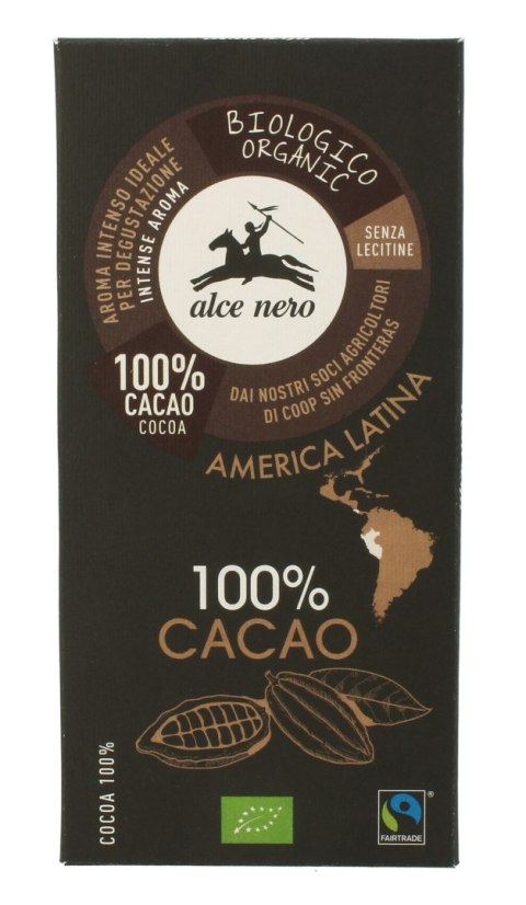 TABLICZKA GORZKA 100 % KAKAO BIO 50 g - ALCE NERO ALCE NERO (włoskie produkty) TABLICZKA GORZKA 100 % KAKAO BIO 50 g - ALCE NERO ALCE NERO (włoskie produkty)