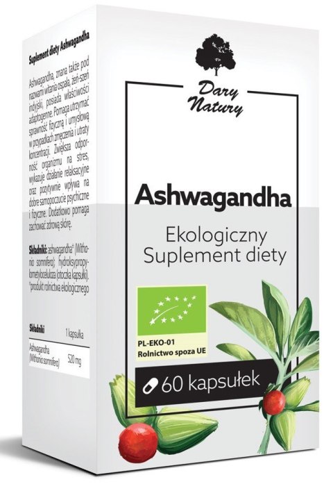 ASHWAGANDHA BIO (520 mg) 60 KAPSUŁEK - DARY NATURY DARY NATURY - inne ASHWAGANDHA BIO (520 mg) 60 KAPSUŁEK - DARY NATURY DARY NATURY - inne