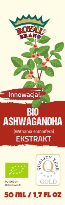 ASHWAGANDHA EKSTRAKT W KROPLACH BIO 50 ml - ROYAL BRAND ROYAL BRAND (aromaty, ekstrakty, herbaty)