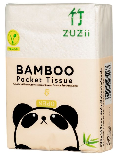 CHUSTECZKI BAMBUSOWE KIESZONKOWE 4 - WARSTWOWE 8 x 8 szt. - ZUZII ZUZII (chusteczki, papier toaletowy) CHUSTECZKI BAMBUSOWE KIESZONKOWE 4 - WARSTWOWE 8 x 8 szt. - ZUZII ZUZII (chusteczki, papier toaletowy)