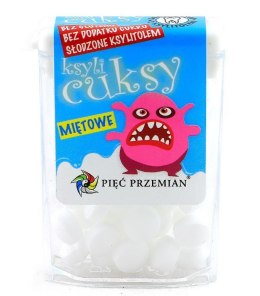 CUKIERKI Z KSYLITOLU KSYLICUKSY O SMAKU MIĘTOWYM BEZGLUTENOWE 13 g - PIĘĆ PRZEMIAN PIĘĆ PRZEMIAN (produkty spożywcze)