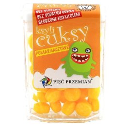 CUKIERKI Z KSYLITOLU KSYLICUKSY O SMAKU POMARAŃCZOWYM BEZGLUTENOWE 13 g - PIĘĆ PRZEMIAN PIĘĆ PRZEMIAN (produkty spożywcze)