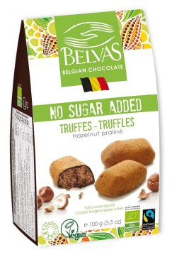 CZEKOLADKI BELGIJSKIE TRUFLE Z ORZECHAMI LASKOWYMI BEZ DODATKU CUKRÓW BEZGLUTENOWE BIO 100 g - BELVAS BELVAS (belgijskie czekoladki)