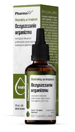 EKSTRAKTY W KROPLACH NA OCZYSZCZANIE ORGANIZMU BEZGLUTENOWE 30 ml - PHARMOVIT (CLEAN LABEL) PHARMOVIT (suplementy diety)
