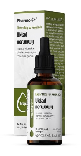 EKSTRAKTY W KROPLACH NA UKŁAD NERWOWY BEZGLUTENOWE 30 ml - PHARMOVIT (CLEAN LABEL) PHARMOVIT (suplementy diety)