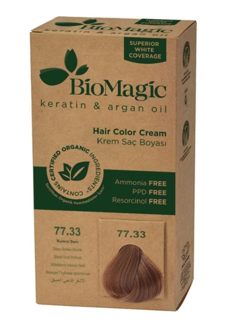 FARBA DO WŁOSÓW GŁĘBOKI ZŁOTY BLOND (77.33) 250 g - BIOMAGIC BIOMAGIC (farby do włosów) FARBA DO WŁOSÓW GŁĘBOKI ZŁOTY BLOND (77.33) 250 g - BIOMAGIC BIOMAGIC (farby do włosów)