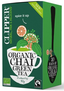 HERBATA ZIELONA CHAI Z CYNAMONEM I KARDAMONEM FAIR TRADE BIO (20 x 2 g) 40 g - CLIPPER CLIPPER (herbaty i herbatki)
