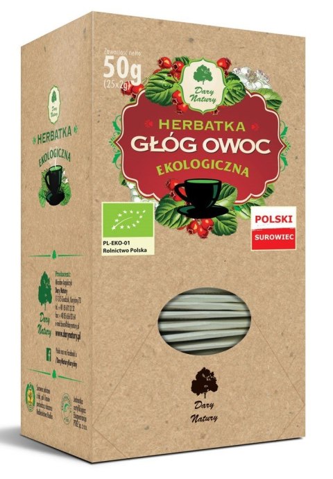 HERBATKA OWOC GŁOGU BIO (25 x 2 g) 50 g - DARY NATURY DARY NATURY - herbatki HERBATKA OWOC GŁOGU BIO (25 x 2 g) 50 g - DARY NATURY DARY NATURY - herbatki