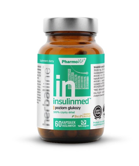 KAPSUŁKI NA POZIOM GLUKOZY (INSULINMED) BEZGLUTENOWE 60 szt. - PHARMOVIT (HERBALLINE) PHARMOVIT (suplementy diety) KAPSUŁKI NA POZIOM GLUKOZY (INSULINMED) BEZGLUTENOWE 60 szt. - PHARMOVIT (HERBALLINE) PHARMOVIT (suplementy diety)