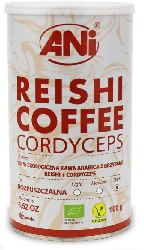 KAWA ROZPUSZCZALNA "REISHI + CORDYCEPS" BIO 100 g - ANI ANI (kawy) KAWA ROZPUSZCZALNA "REISHI + CORDYCEPS" BIO 100 g - ANI ANI (kawy)