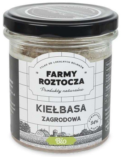 KIEŁBASA ZAGRODOWA BIO 250 g (SŁOIK) - FARMY ROZTOCZA FARMY ROZTOCZA (Z PÓŁKI, w tym weki) KIEŁBASA ZAGRODOWA BIO 250 g (SŁOIK) - FARMY ROZTOCZA FARMY ROZTOCZA (Z PÓŁKI, w tym weki)